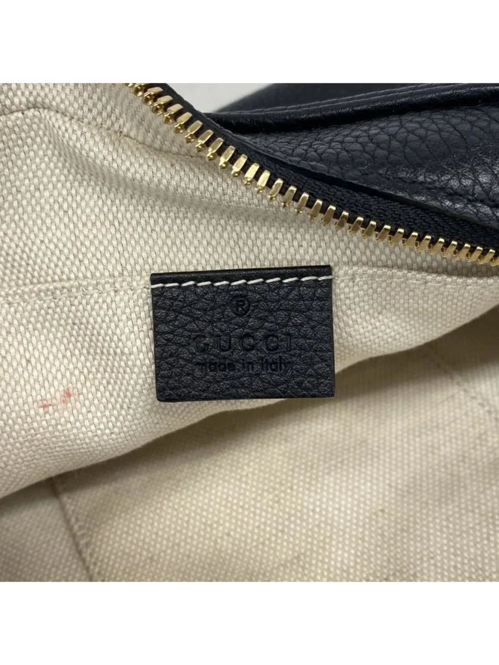 Gucci Shoulder Bag Soho Leather Black Champagne Gold